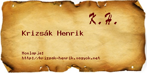 Krizsák Henrik névjegykártya